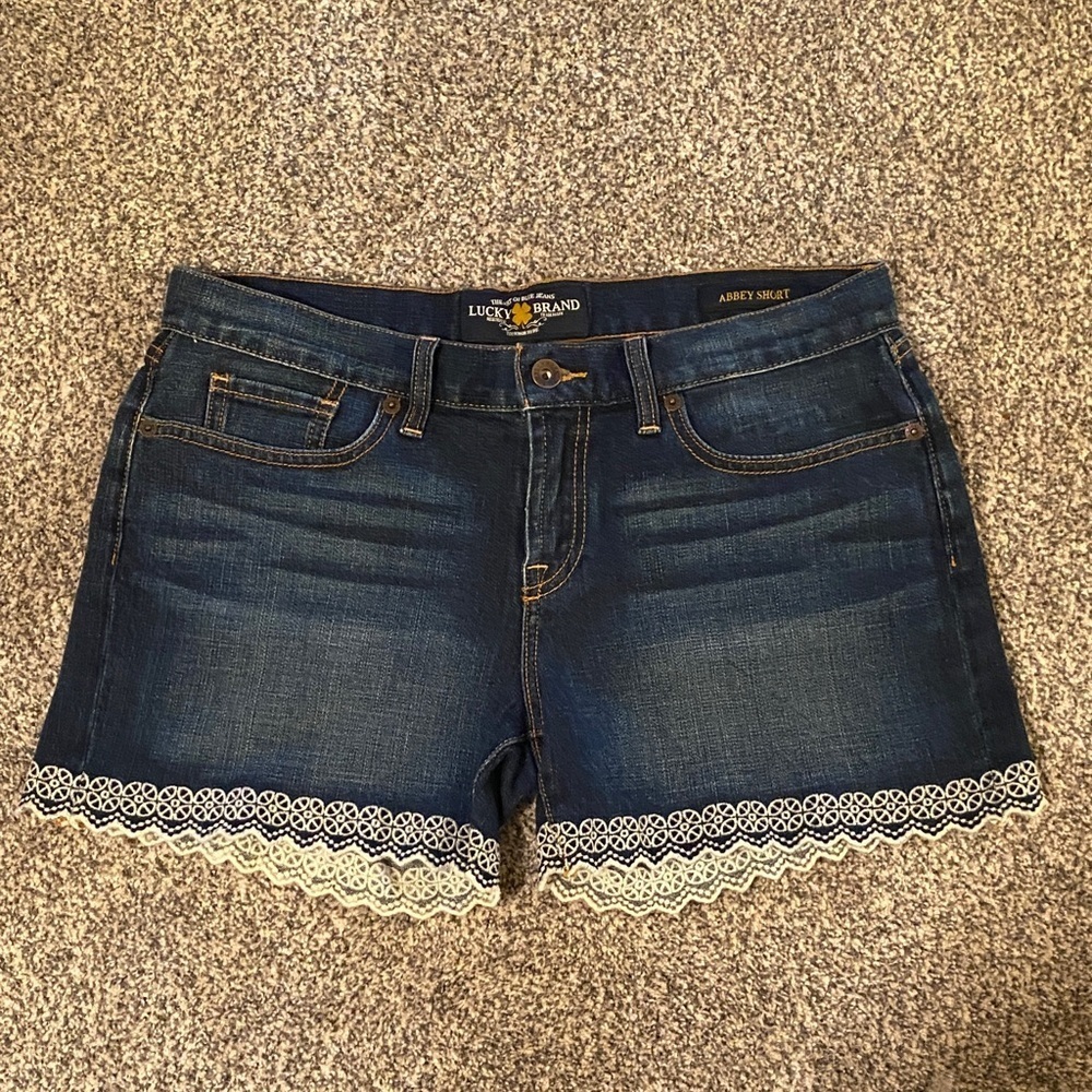 Lucky Brand Blue Denim Shorts with White Lace